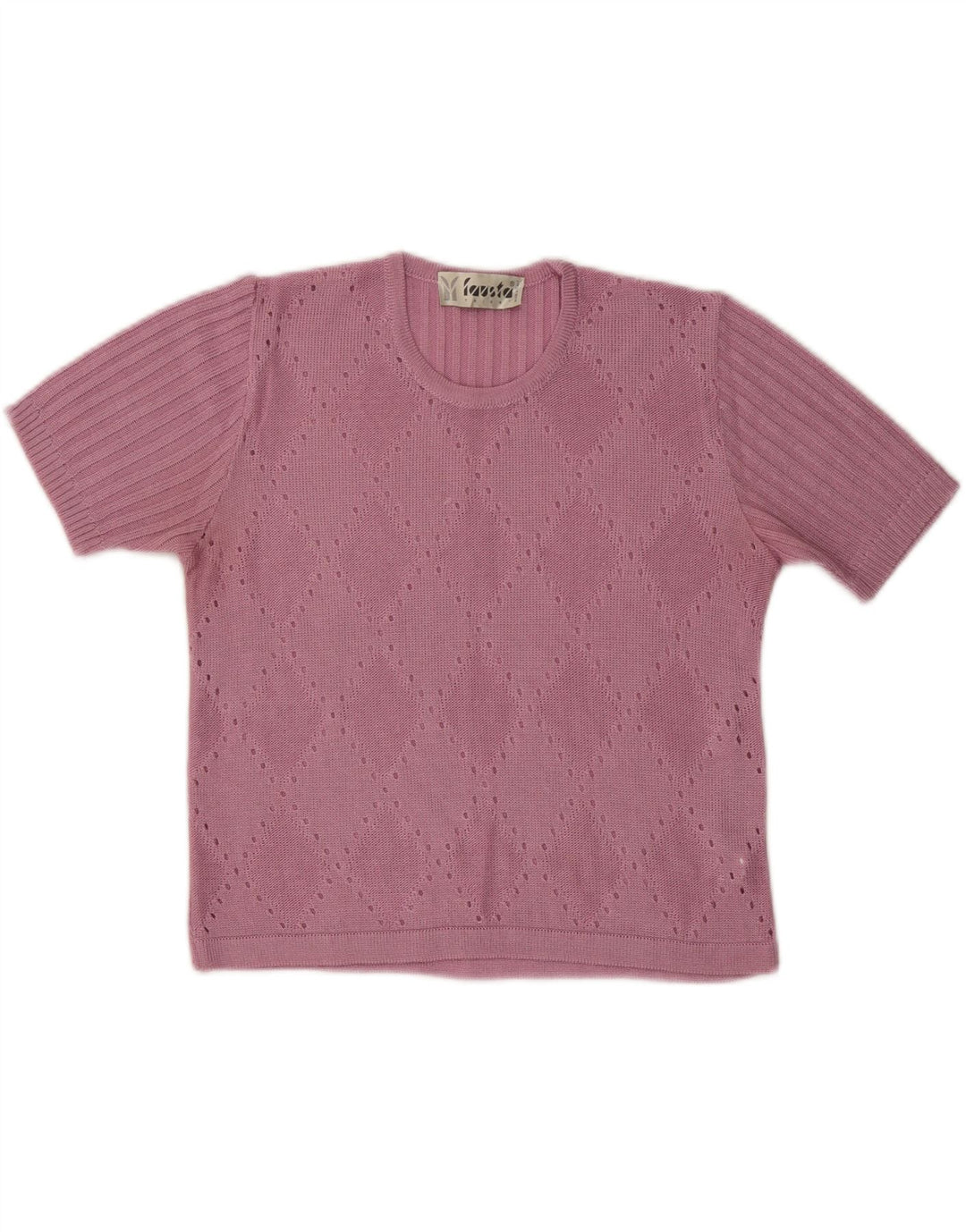 FAUSTA Dame Kortærmet Jumper Sweater UK 10 Lille Pink