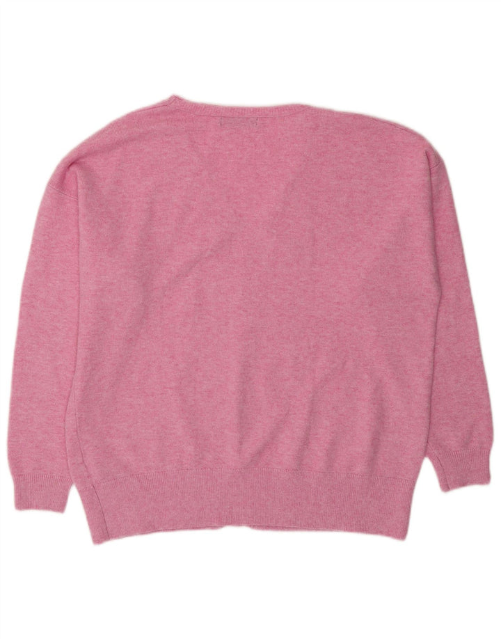 Marks & Spencer Dame Oversized V-hals sweater UK 14 Medium Pink