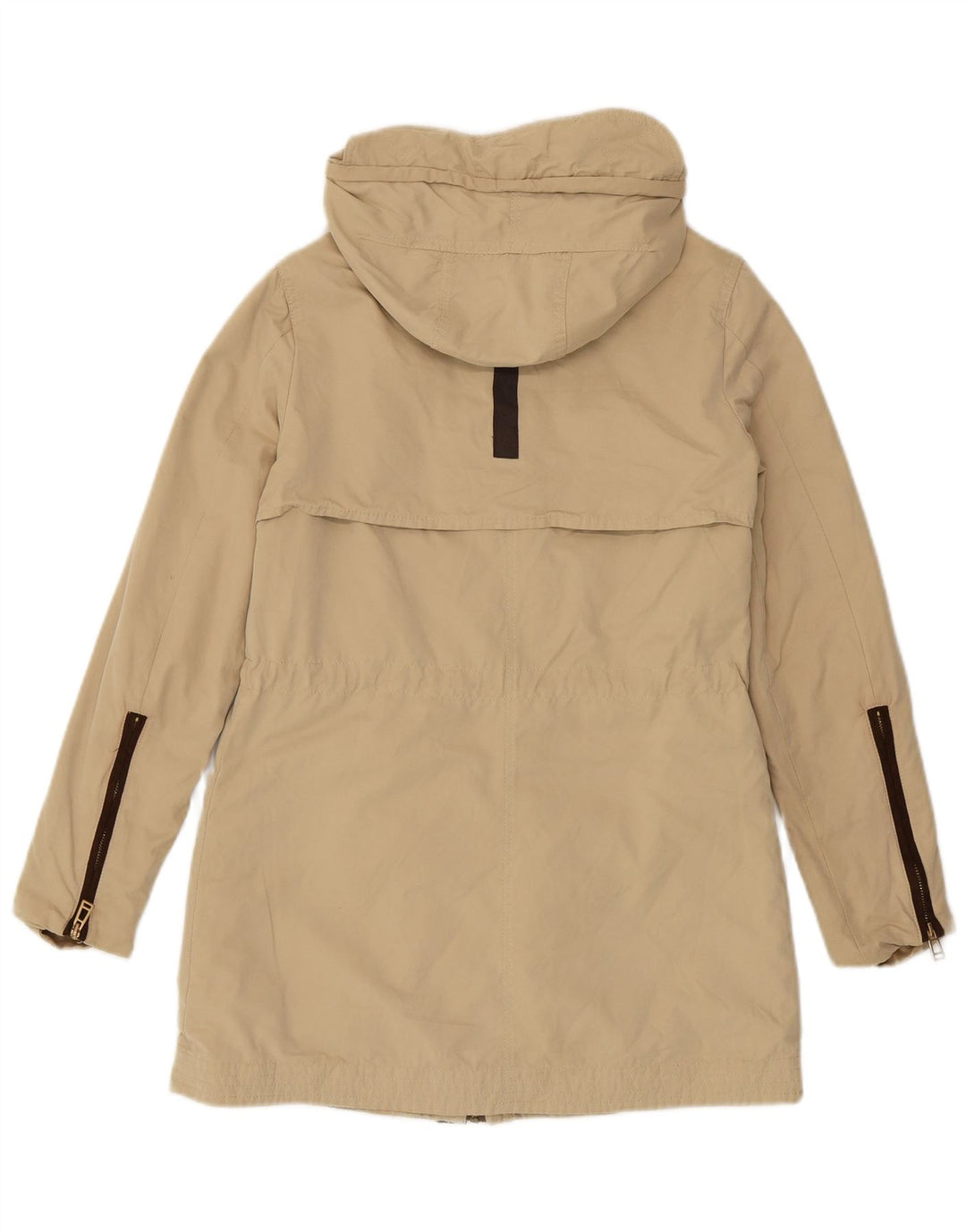 Zara Dame Hooded Parka Jacket UK 6 XS Beige Polyester
