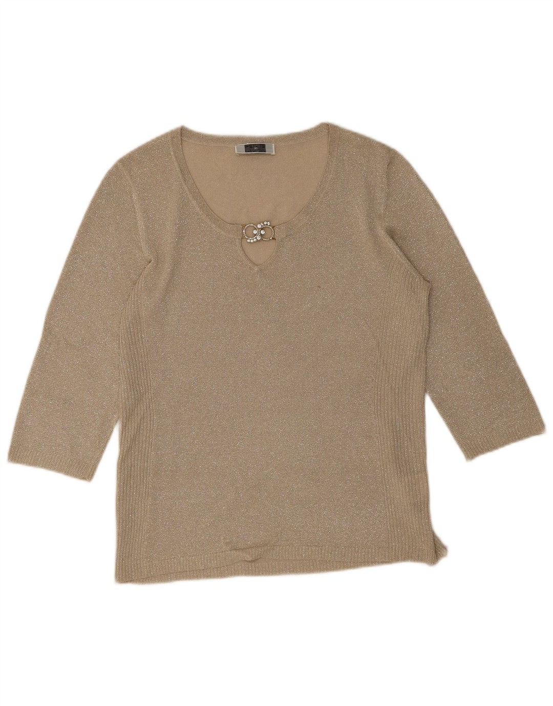 Perte by Krizia Dame Top 3/4 ærmer UK 12 Medium Beige