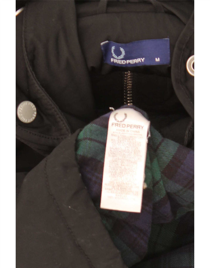 Fred Perry Herre Hooded Windbreaker Jacket UK 38 Medium Black Nylon