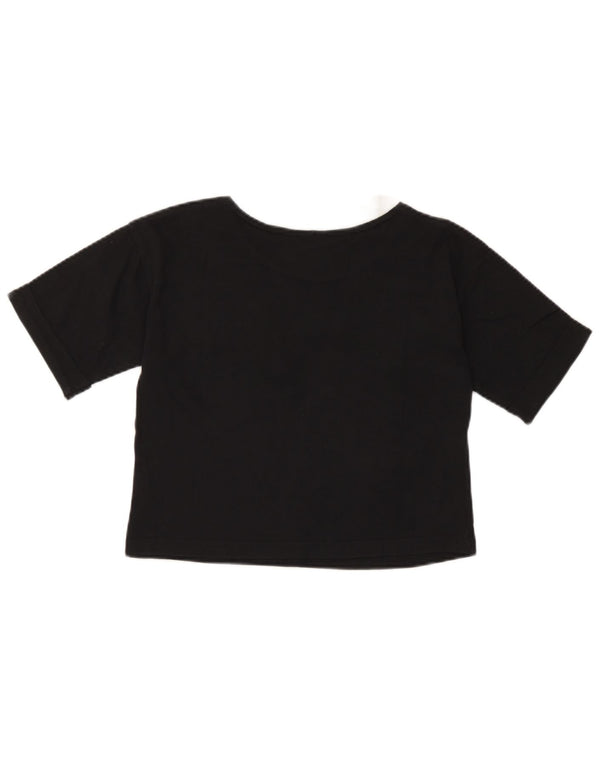 Adidas Womens Crop T-Shirt Top UK 8 Small Black Colourblock