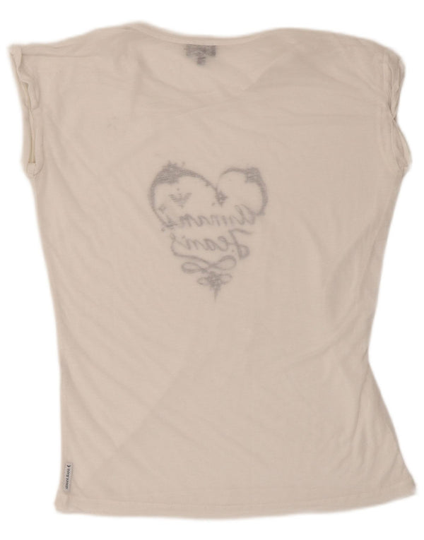Armani Jeans Dame Grafisk T-Shirt Top EU 40 Medium White
