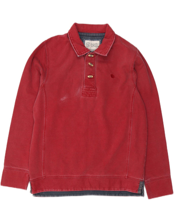 FAT FACE Herre grafisk polo-hals sweatshirt trøje Medium rød bomuld