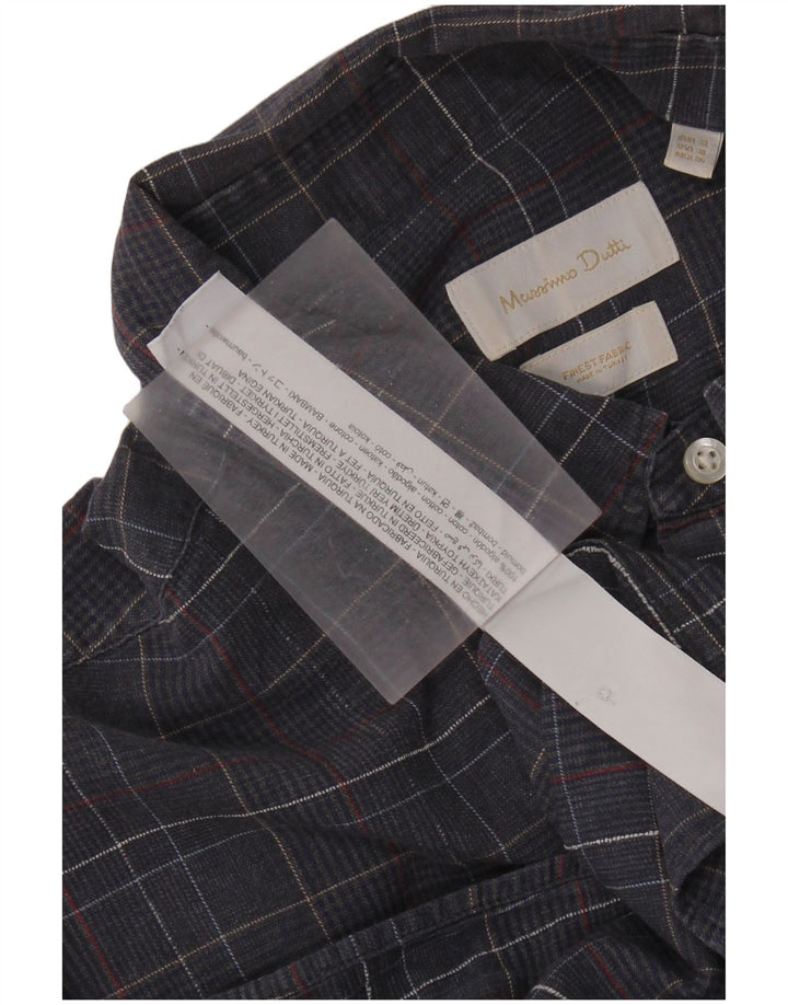 MASSIMO DUTTI Herreskjorte XL Marineblå Houndstooth Bomuld