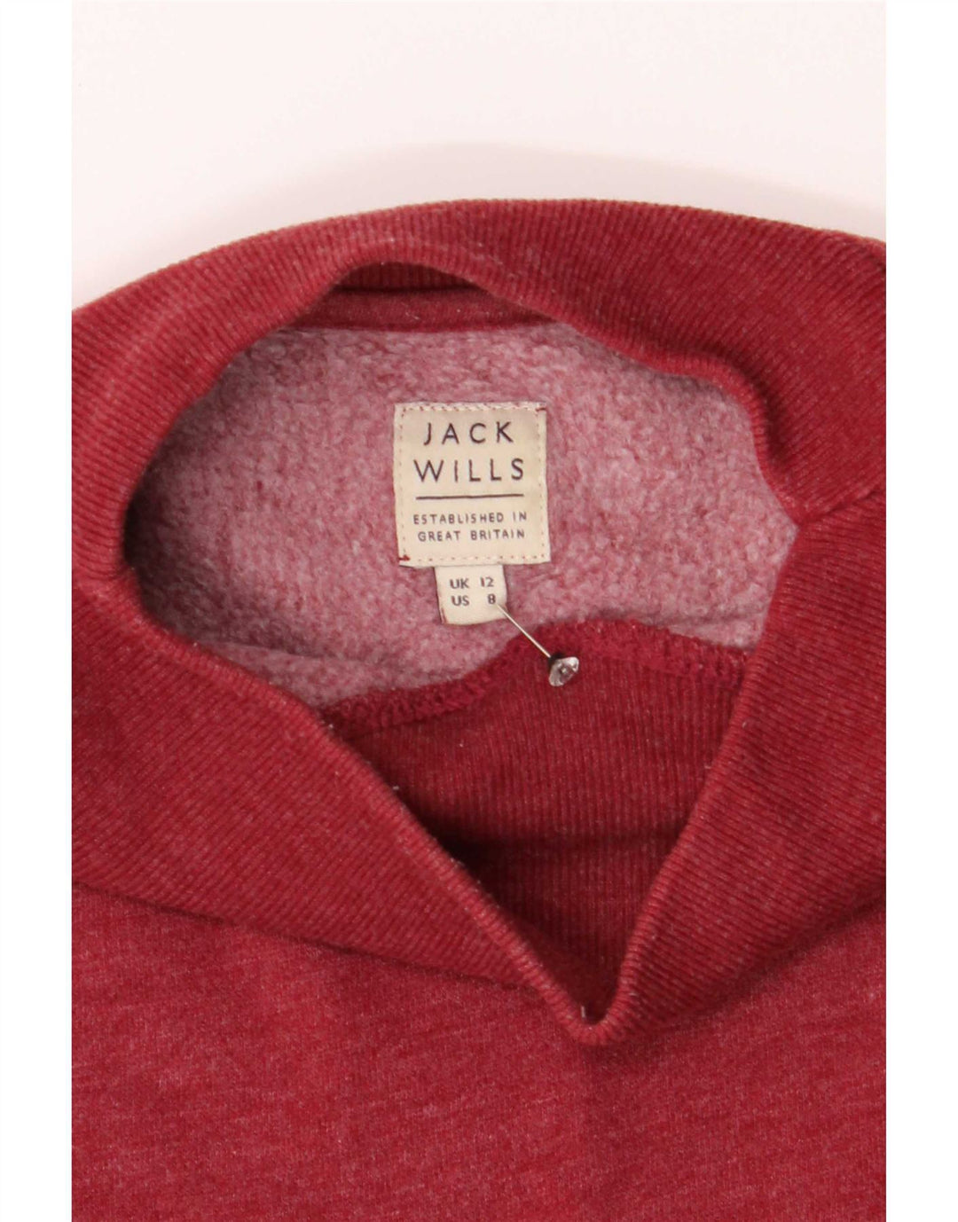 Jack Wills Dame Oversized Sweatshirt Jumper UK 12 Medium Rød Bomuld