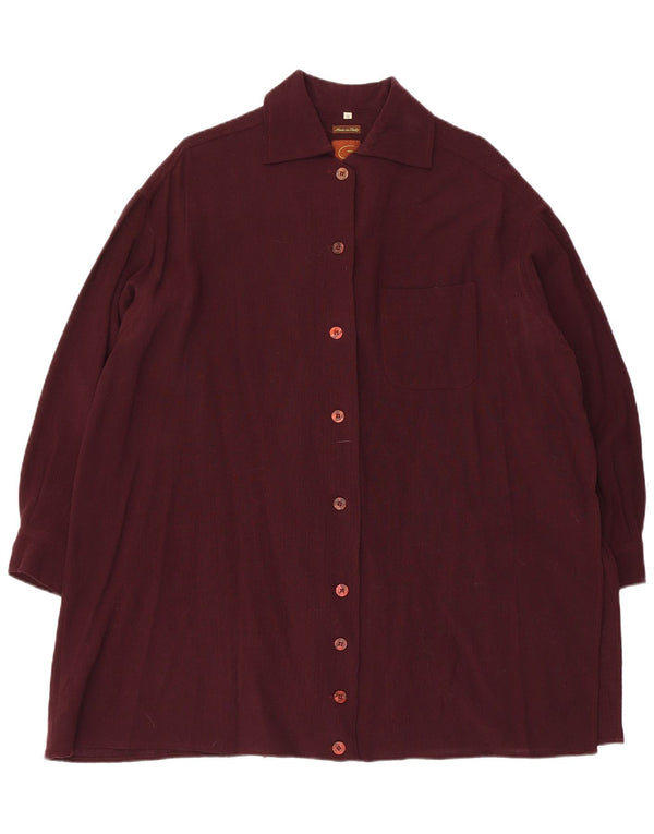 Gigli Kvinders Oversized Langærmet Skjortekjole UK 10 Small Maroon Viscose