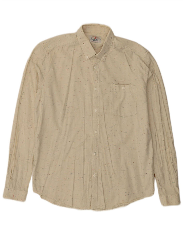 Barbour Herreskjorte Stor Beige Flecked Bomuld