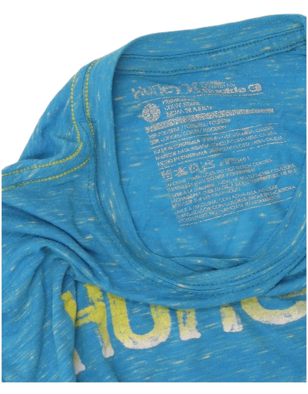 Hurley Herre Grafisk T-Shirt Top Stor Blå Flecked Bomuld