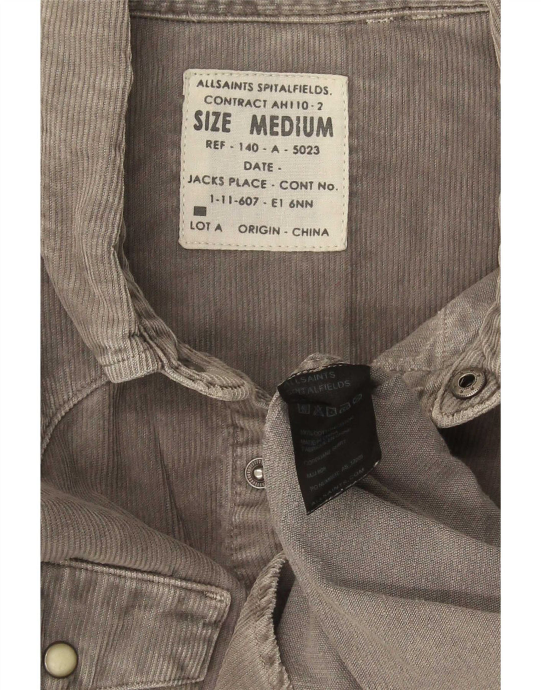 All Saints Herre Corduroy skjorte Medium Grey Bomuld