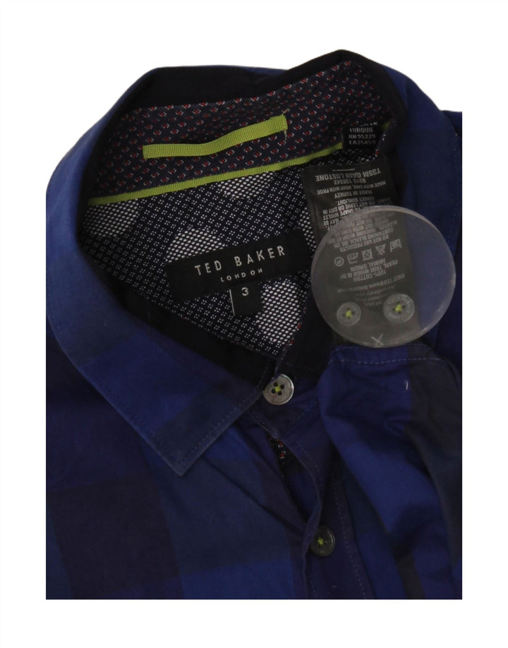 Ted Baker Herreskjorte str. 3 Medium Blue Gingham Cotton