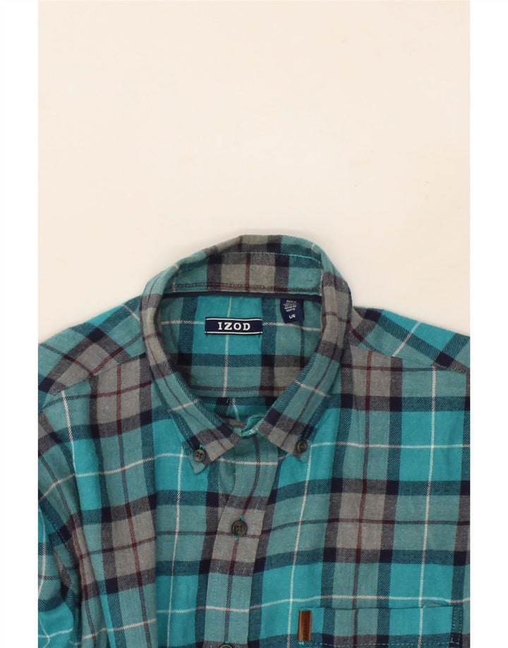 IZOD Mens Flannel Shirt Large Blue Check Cotton Vintage Izod and Second-Hand Izod from Messina Hembry 