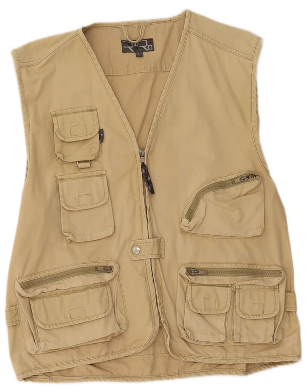 Vintage Herre Utility Jacket UK 40 Stor Beige Bomuld