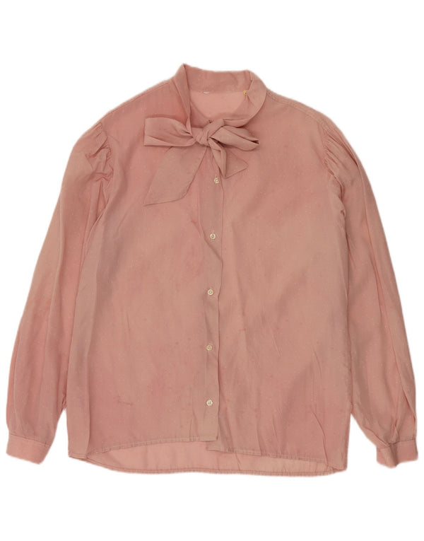 Vintage Womens Front Tie Shirt Blouse IT 46 Large Pink Geometric