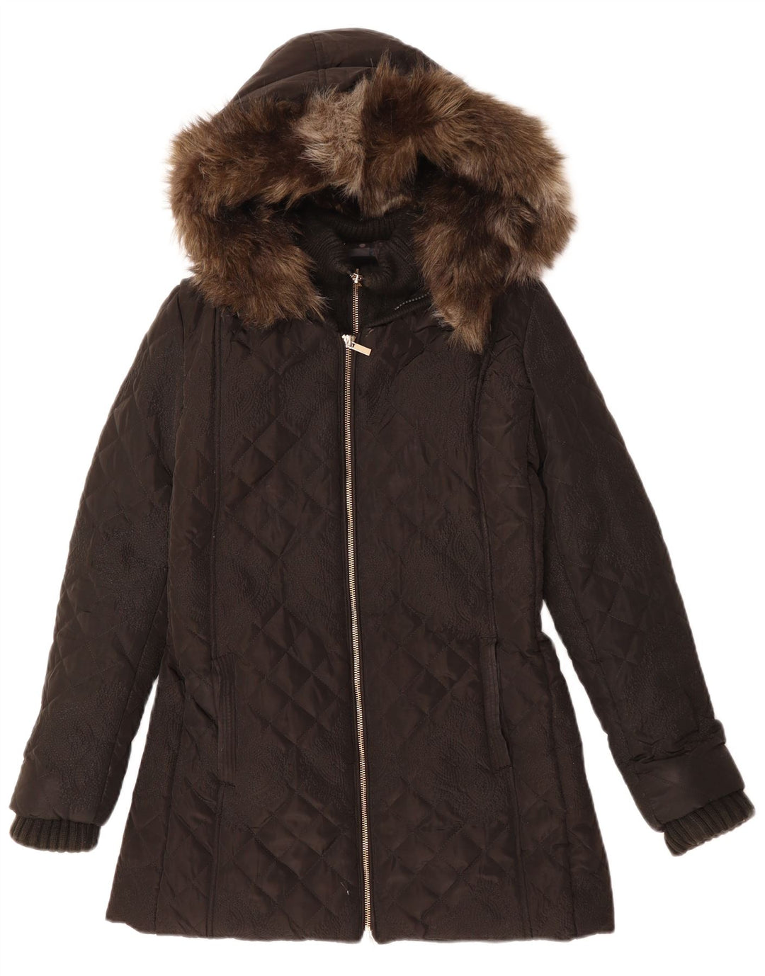 DESIGUAL Dame Hætte vatteret jakke EU 38 Medium Sort Paisley