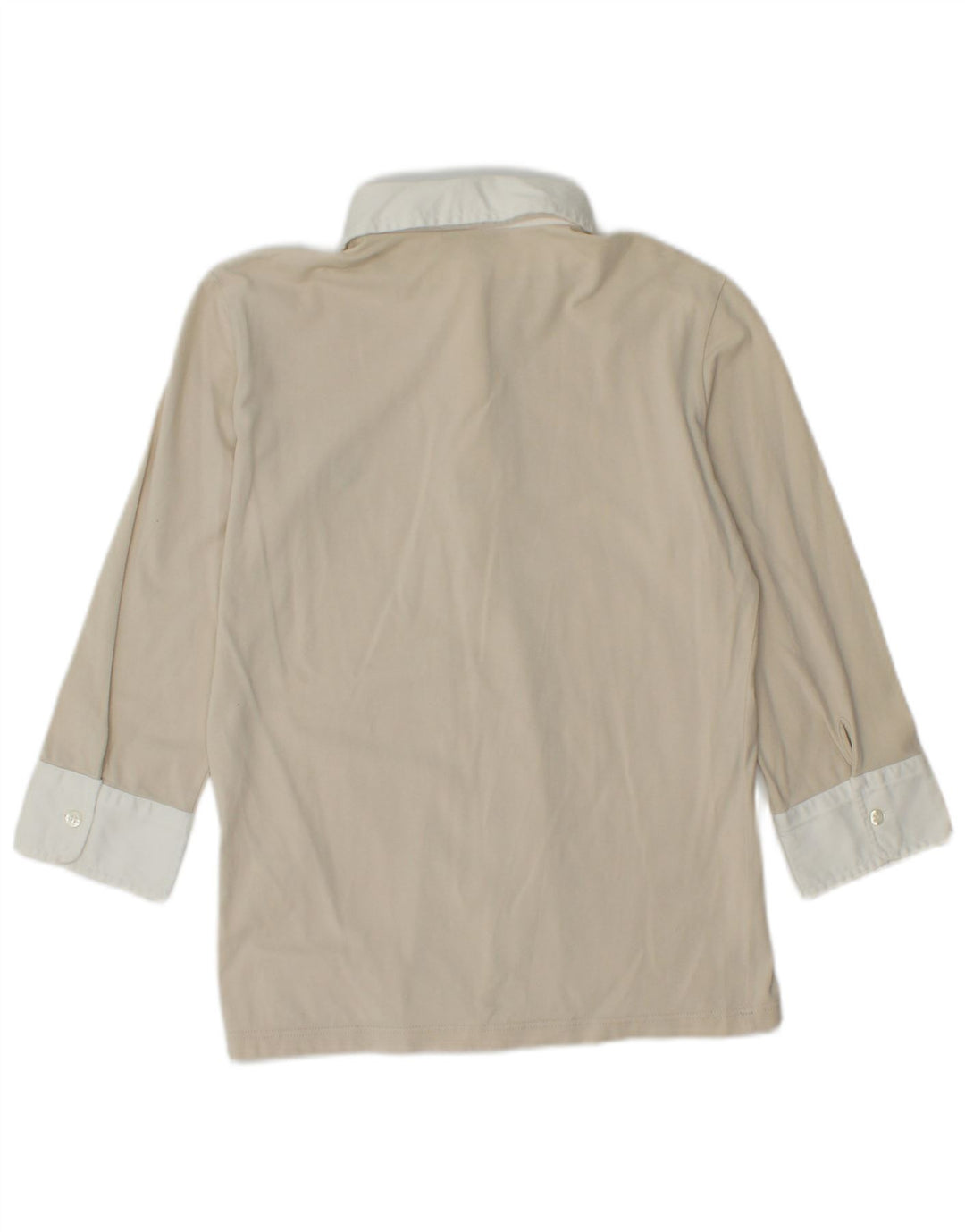 FRED PERRY trøje med 3/4 ærmer til kvinder UK 14 Stor beige farveblok