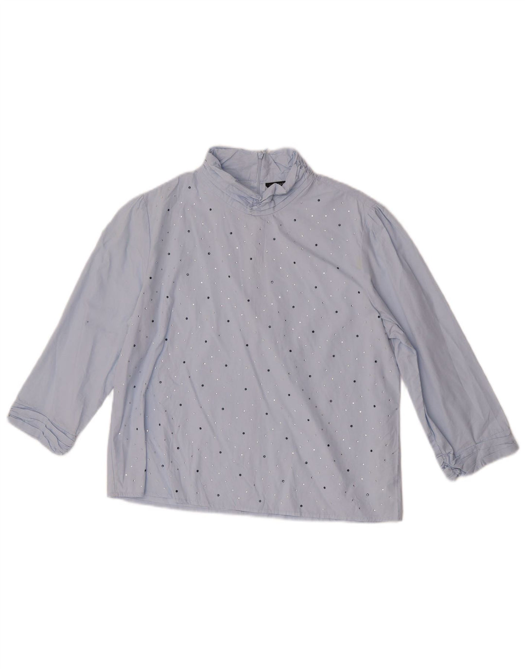 Zara Dame 3/4 ærmet bluse Top UK 14 Medium Blue Bomuld