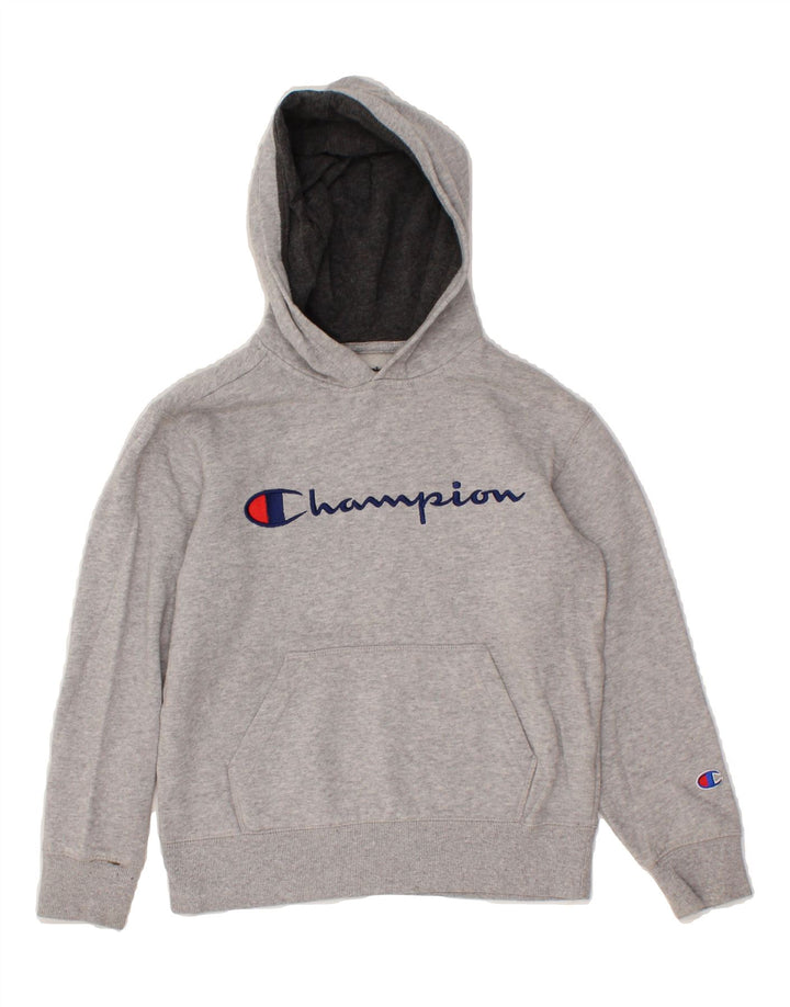 CHAMPION Boys Graphic Hoodie Jumper 7-8 Years Small Grey Vintage Champion and Second-Hand Champion from Messina Hembry 