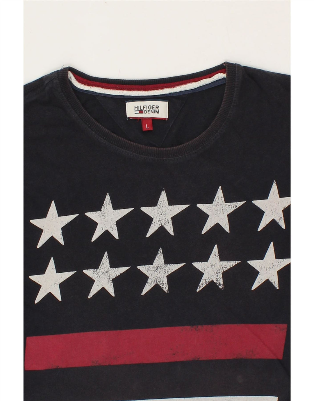 TOMMY HILFIGER Mens Graphic T-Shirt Top Large Black Cotton Vintage Tommy Hilfiger and Second-Hand Tommy Hilfiger from Messina Hembry 