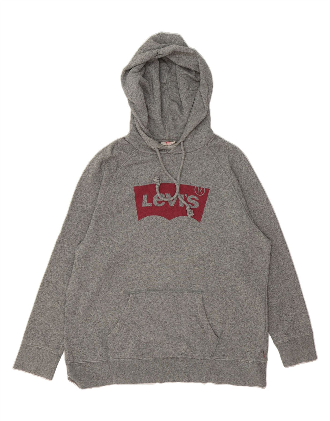 LEVI'S Womens Oversized Graphic Hoodie Jumper UK 16 Large Grey Cotton Vintage Levi's and Second-Hand Levi's from Messina Hembry 