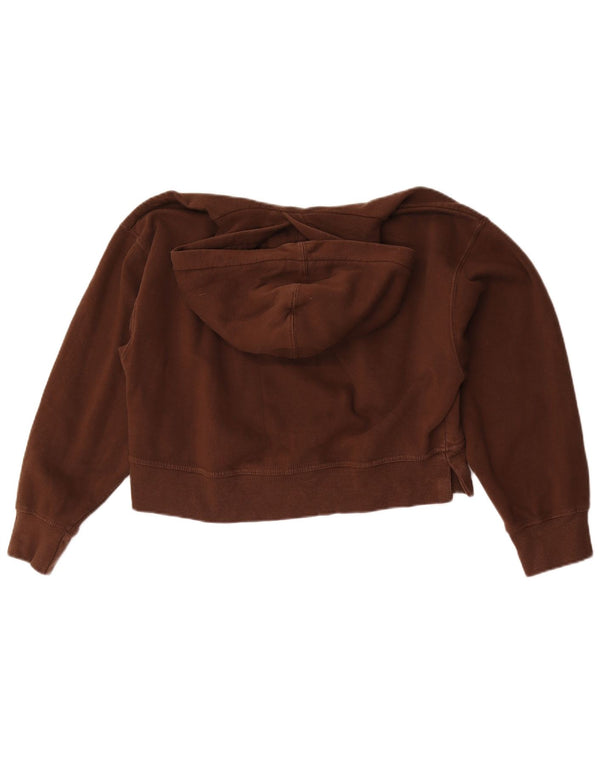 Zara Womens Crop Oversized Hoodie Jumper UK 10 Small Brown Bomuld