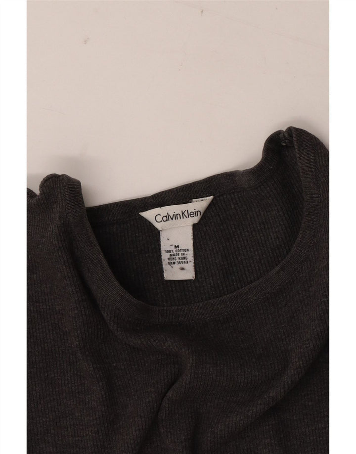CALVIN KLEIN Dame Oversized T-Shirt Top UK 14 Medium Grå Bomuld