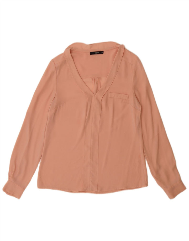 Oasis Dame Langærmet Bluse Top UK 8 Smal Pink