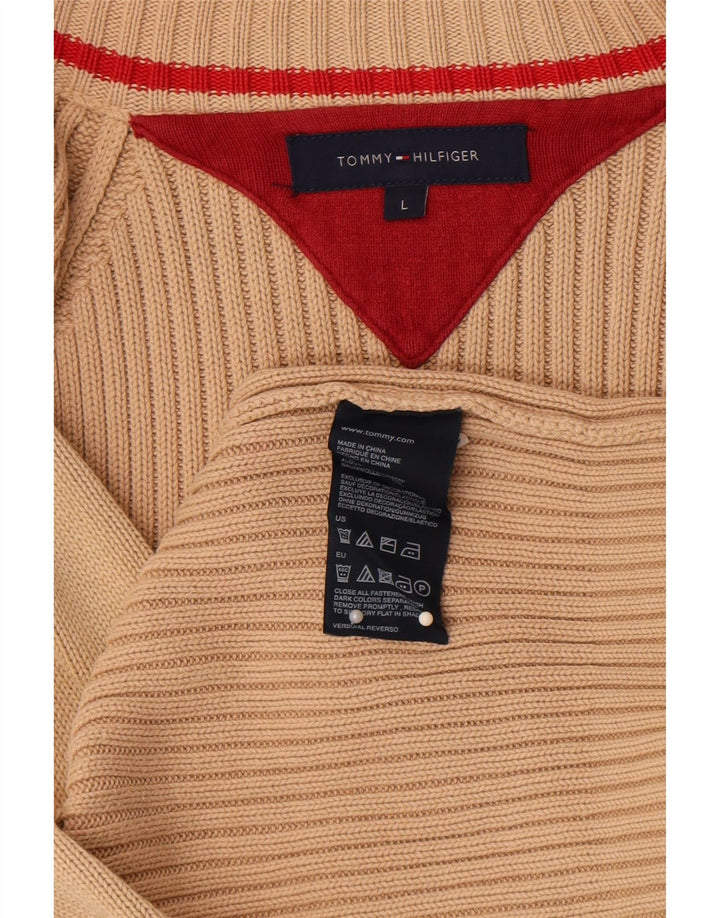 Tommy Hilfiger Herre Cardigan Sweater Stor Beige Bomuld
