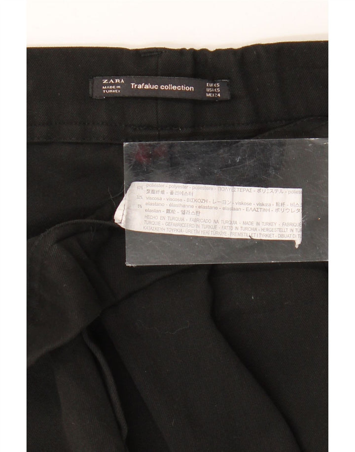 Zara Slim Chino Bukser XS W24 L22 Sort Colourblock Polyester