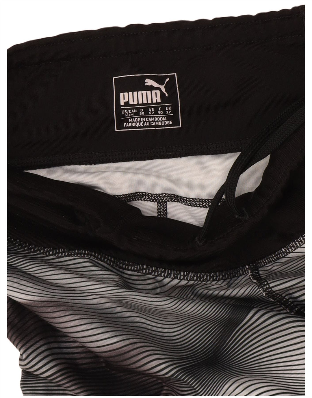 Puma Dame Leggings UK 12 Medium Sort Stribet