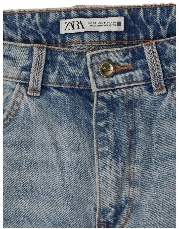 Zara Dame Højtaljede Straight Jeans EU 38 Small W28 L32 Blå Bomuld