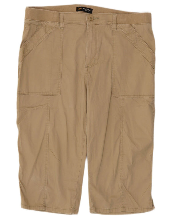 Lee kvinders mellemhøjde afslappet pasform bermudashorts US 14 XL W34 beige bomuld