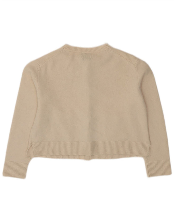 Massimo Dutti Dame Crop Cardigan Sweater UK 14 Medium Beige Uld