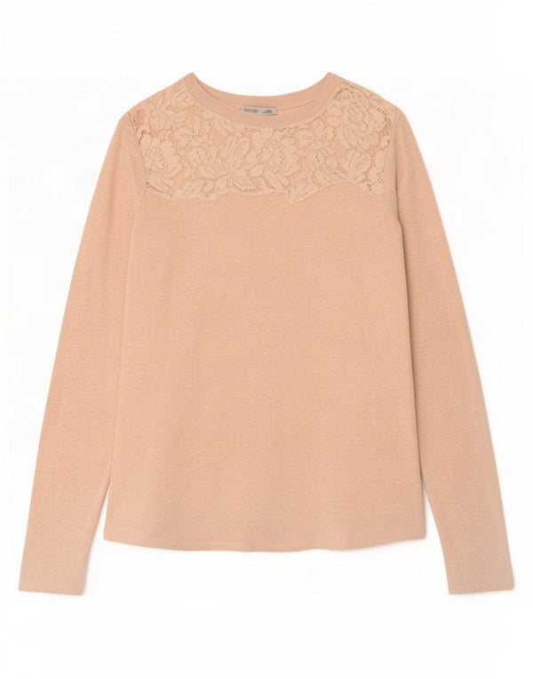 Zara Womens Top Long Sleeve UK 14 Large Pink Floral