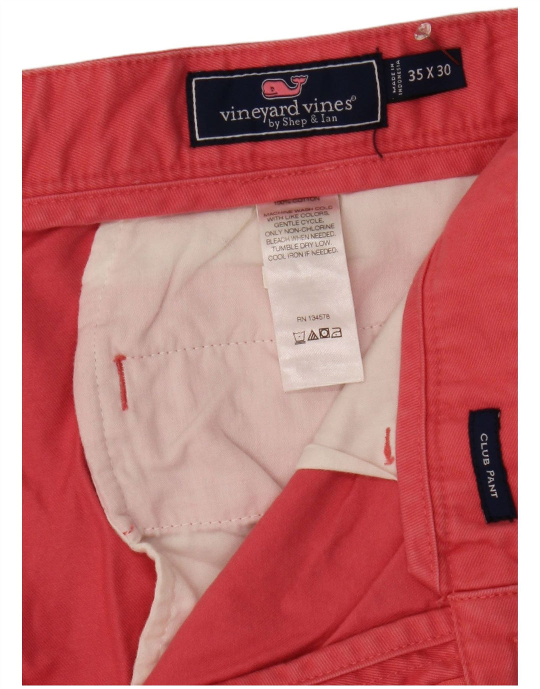Vineyard Vines Straight Chino-bukser til mænd W35 L30 Pink Bomuld