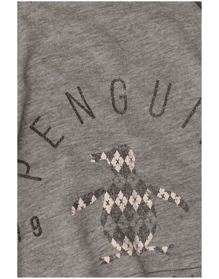 Penguin Herre Grafisk T-Shirt Top Stor Grå Bomuld