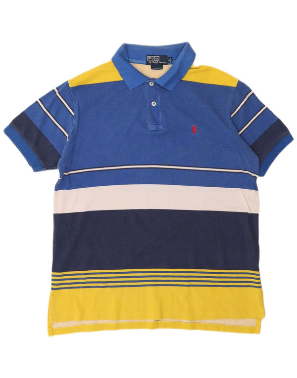 Polo Ralph Lauren Herre Custom Fit Polo Shirt Large Blue Colourblock Bomuld