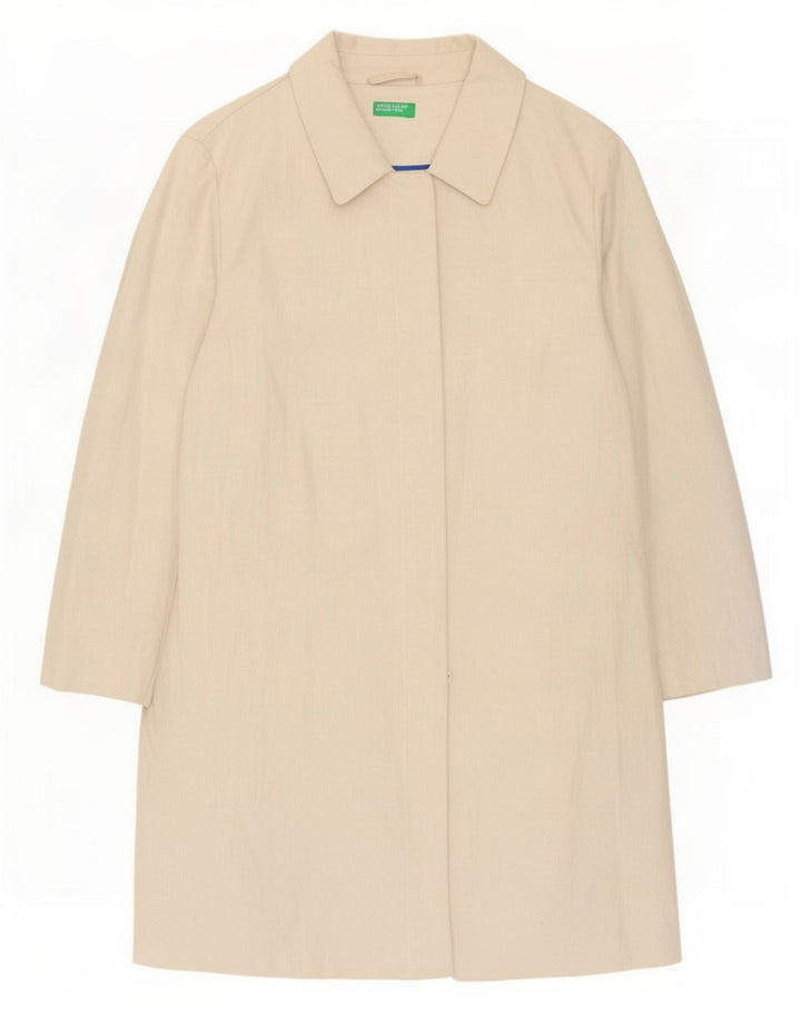 Benetton Dame Overfrakke UK 12 Medium Beige Linned