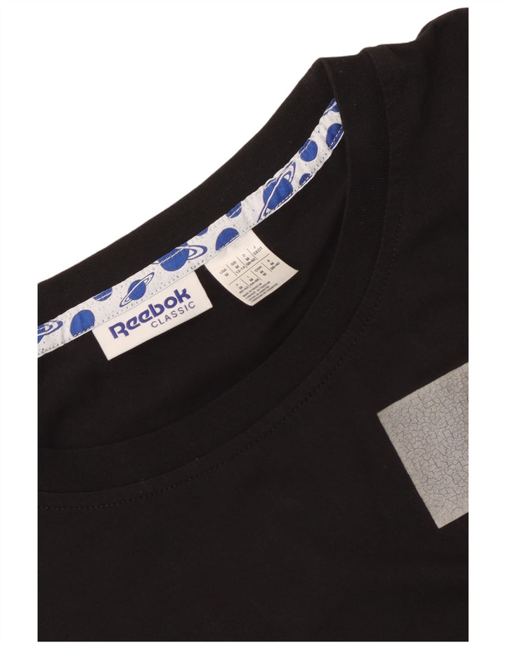 Reebok Dame Oversized grafisk T-shirt Top UK 12/14 Medium Sort