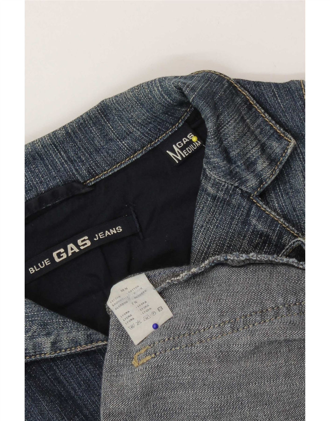 Gas Dame 3-knaps Denim Blazer Jacket UK 12 Medium Blue Bomuld