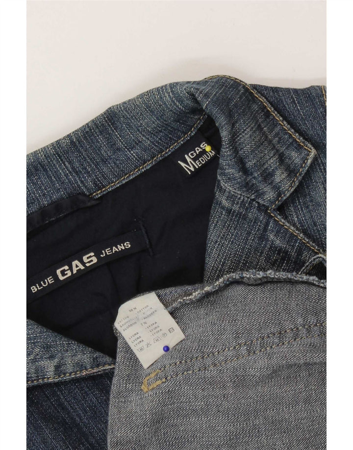 Gas Dame 3-knaps Denim Blazer Jacket UK 12 Medium Blue Bomuld