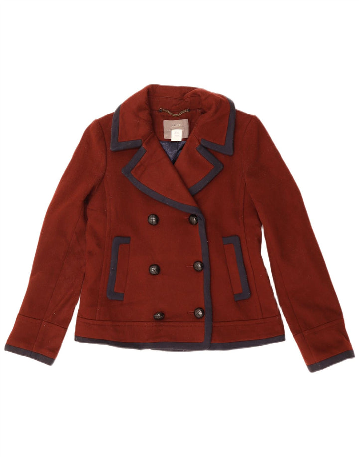 J. Crew Womens Oversized Pea Coat US 2 XS rødbrun uld