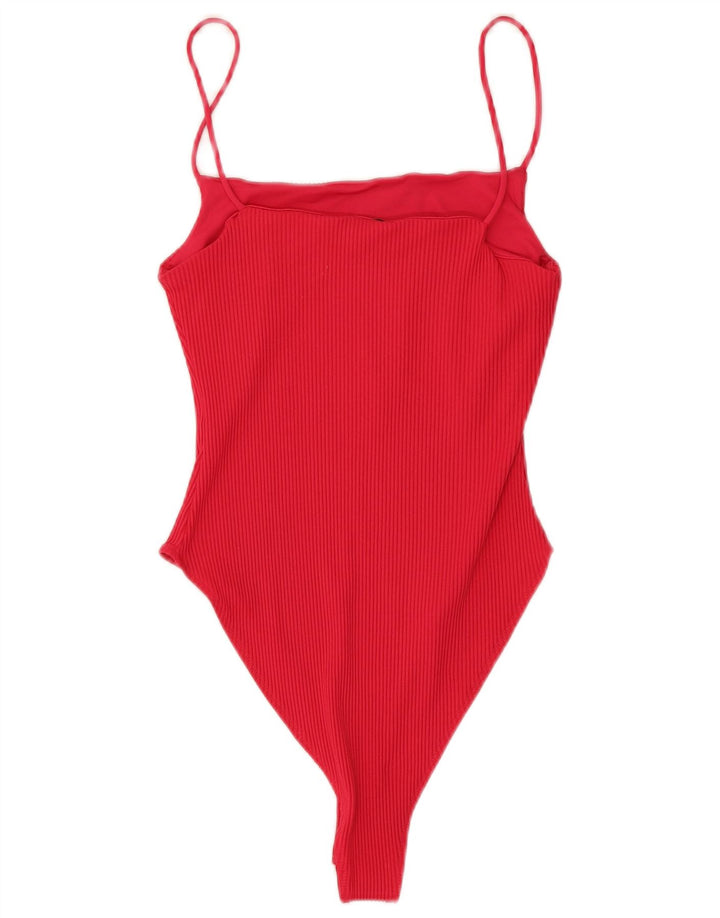 Zara Womens Bodysuit UK 12 Medium Rød Polyamid