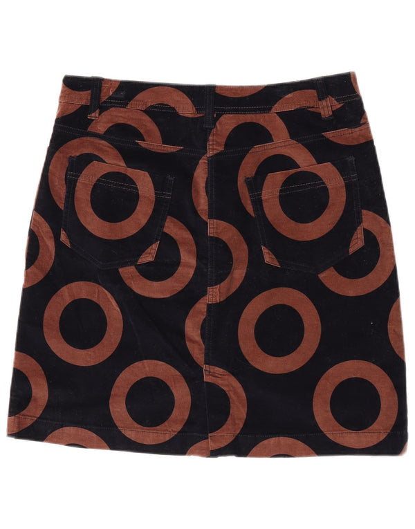 Boden Dame Velvet A-Line Nederdel UK 14 Large W32 Sort Geometrisk Bomuld