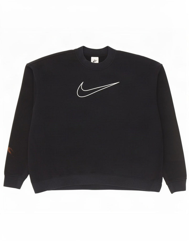 Nike Herre Dri Fit Grafisk Sweatshirt Jumper Stor Sort Bomuld