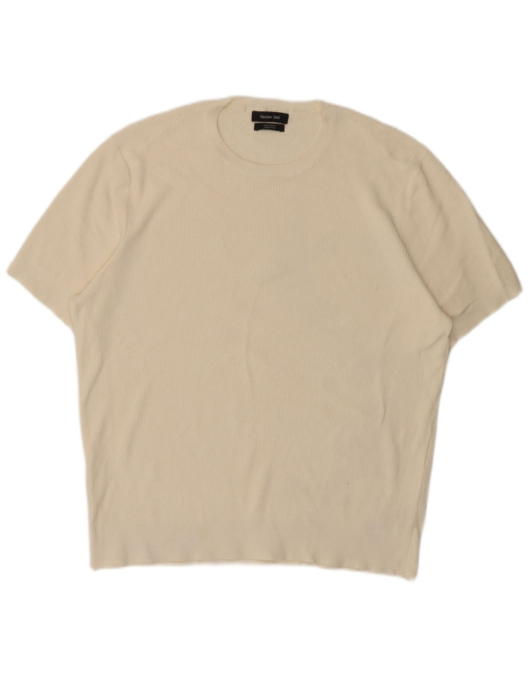 Massimo Dutti Herre Kortærmet T-Shirt Top Stor Hvid Bomuld