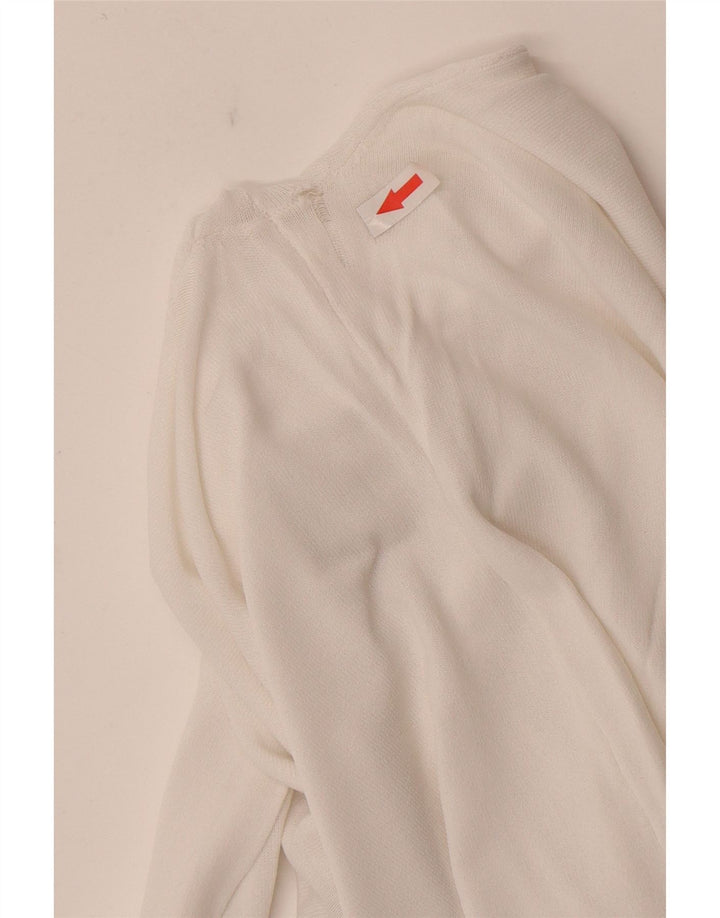Zara Dame Se Through Top Langærmet UK 12 Medium White Viscose