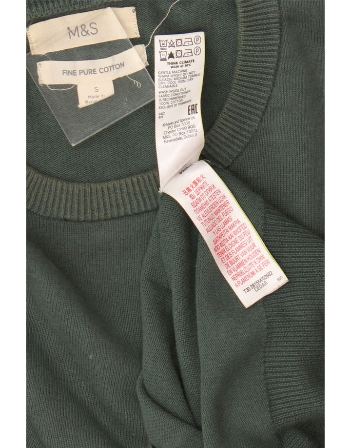 Marks & Spencer Herre sweater med rund hals, lille grøn bomuld