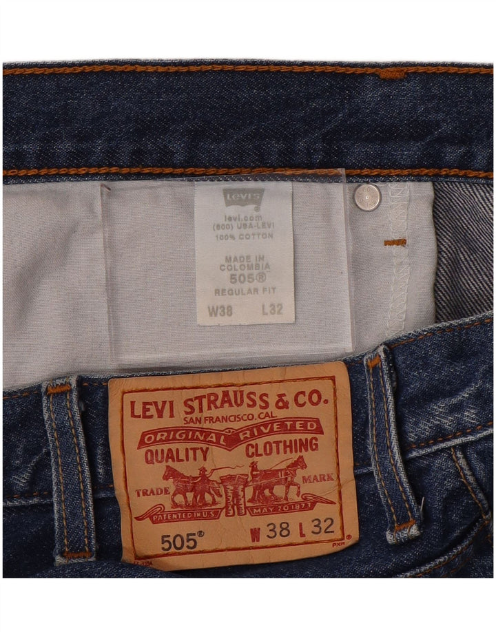 LEVI'S Mens 505 Regular Fit Straight Jeans W38 L32 Blue Cotton
