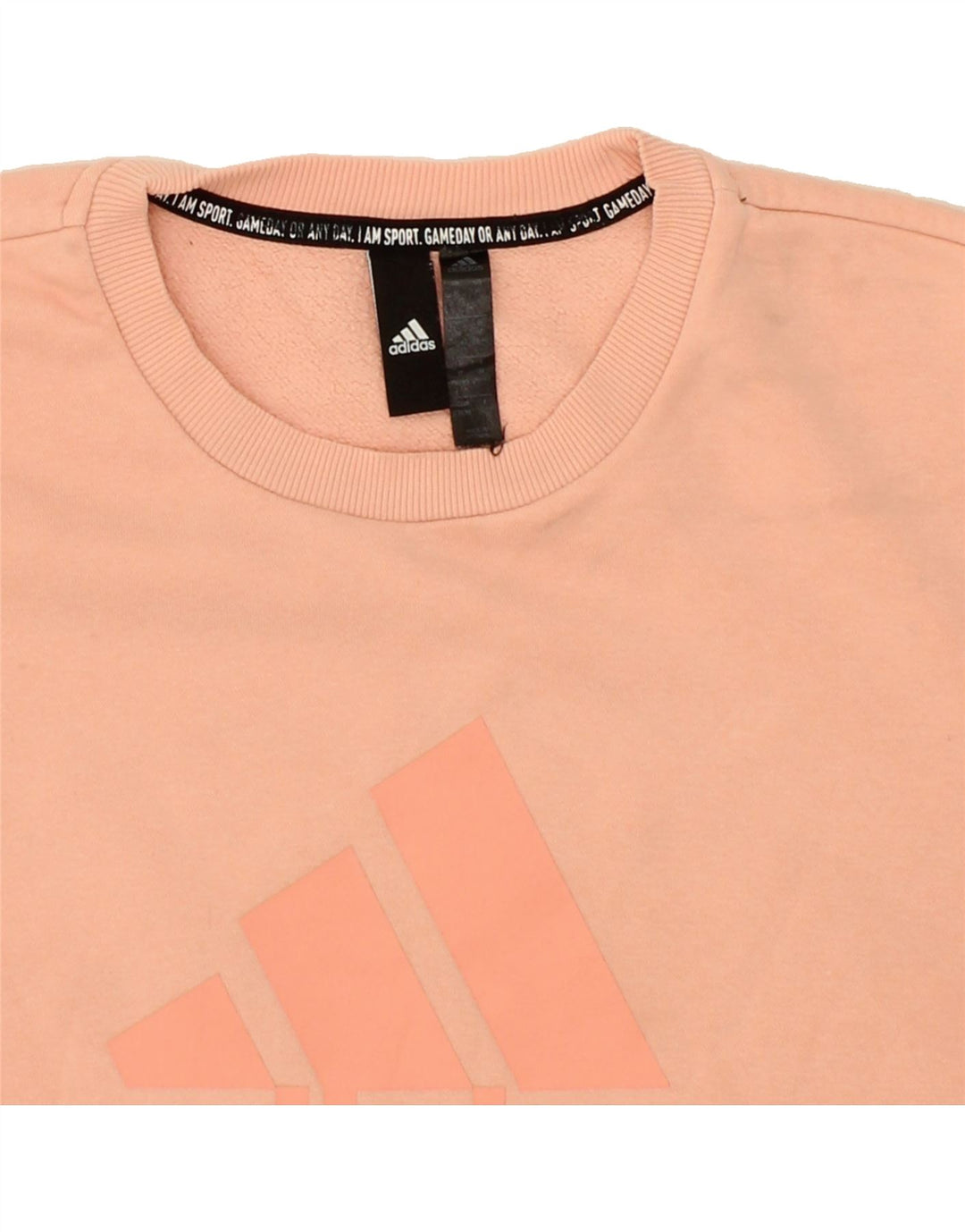 ADIDAS Womens Graphic Sweatshirt Jumper UK 14 Medium Pink Cotton Vintage Adidas and Second-Hand Adidas from Messina Hembry 